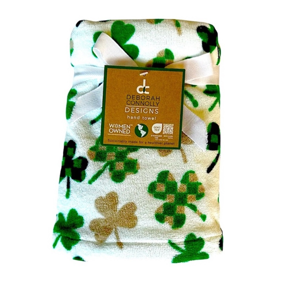 Shamrock Cotton Velour Bathroom Hand Towels Set of 2 NEW WITH TAGS
